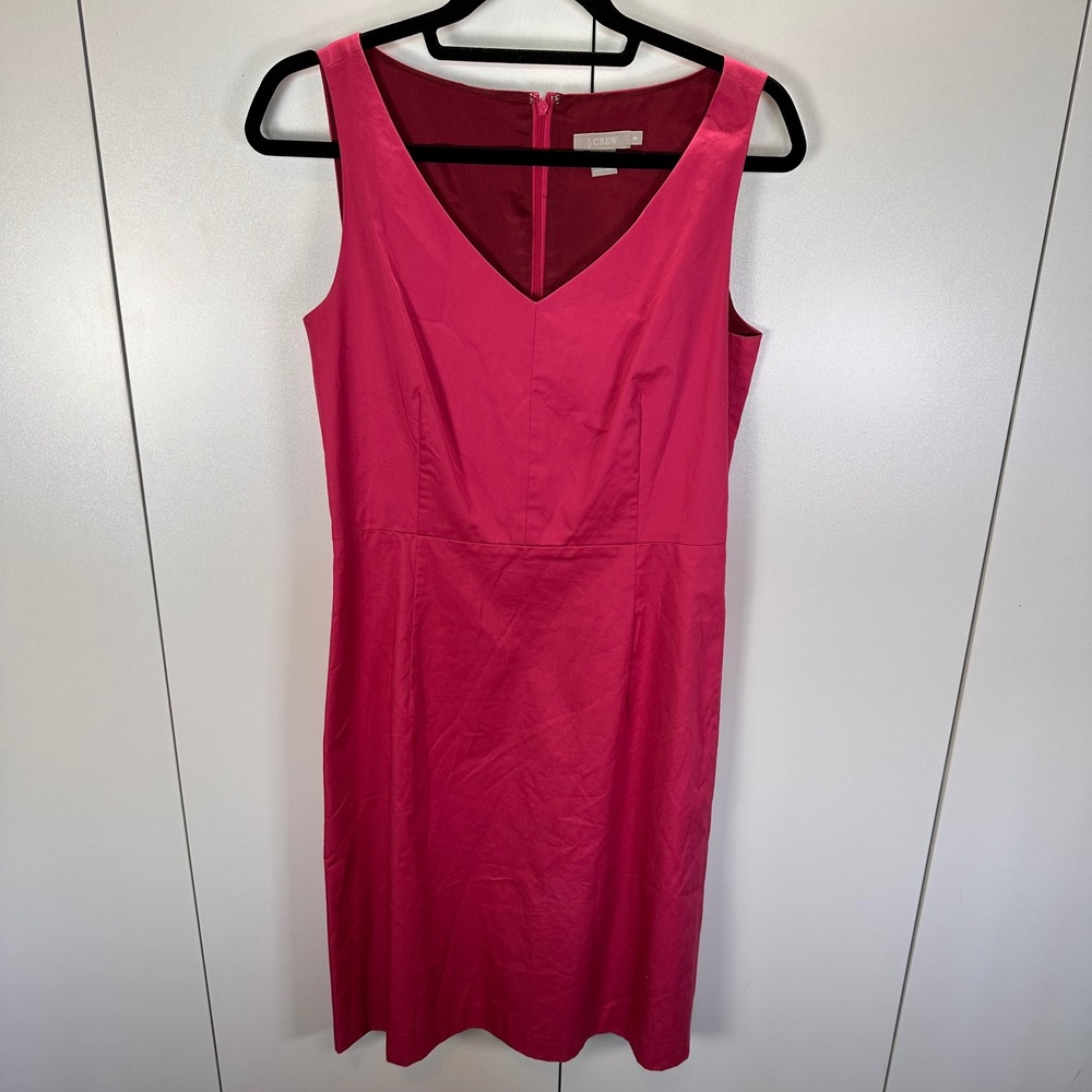 J.Crew‎ Pink Womens Sz 8 Cotton Sleeveless V-Neck Dress Career Party Event